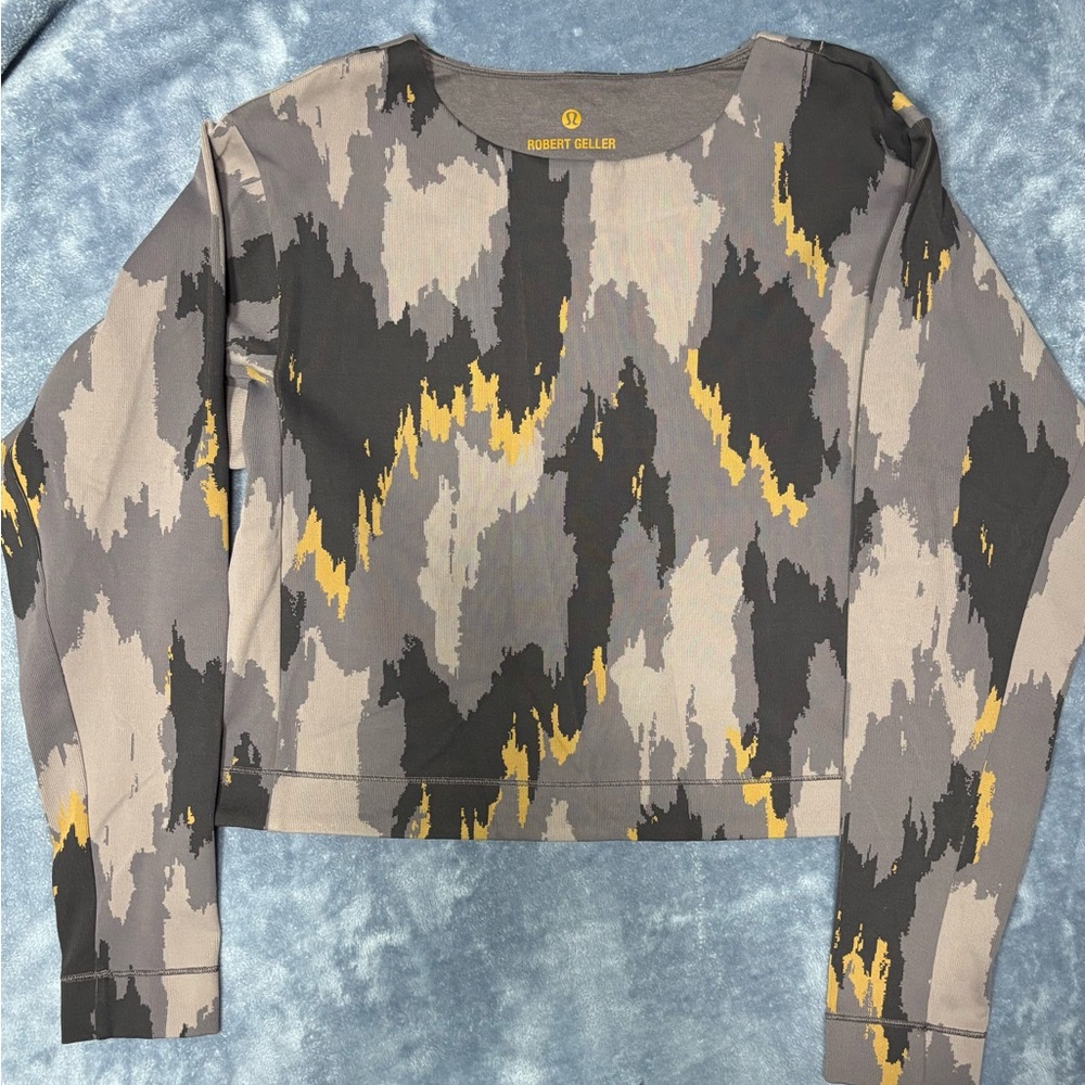 Lululemon/Robert Geller Gray and Yellow Patterned Top